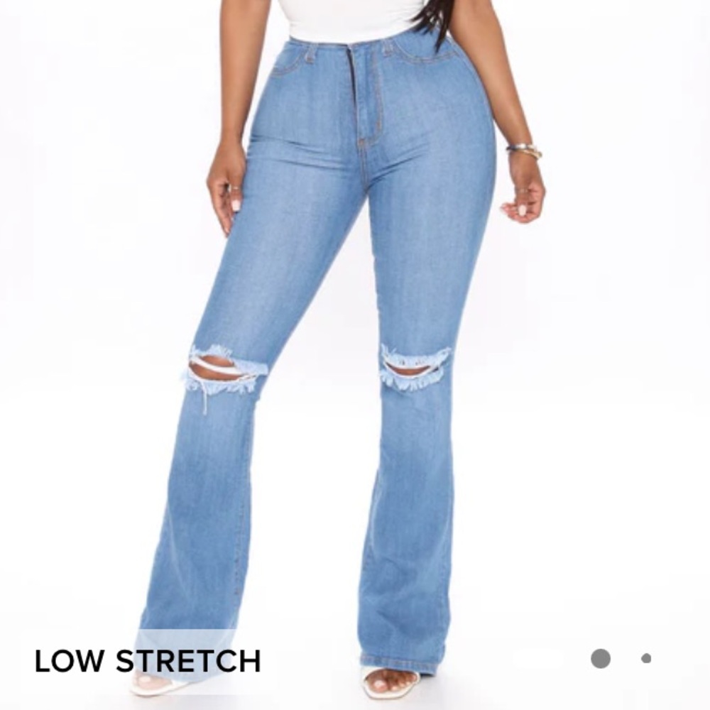 Fashion Nova Blue Flare Wide Leg Jeans